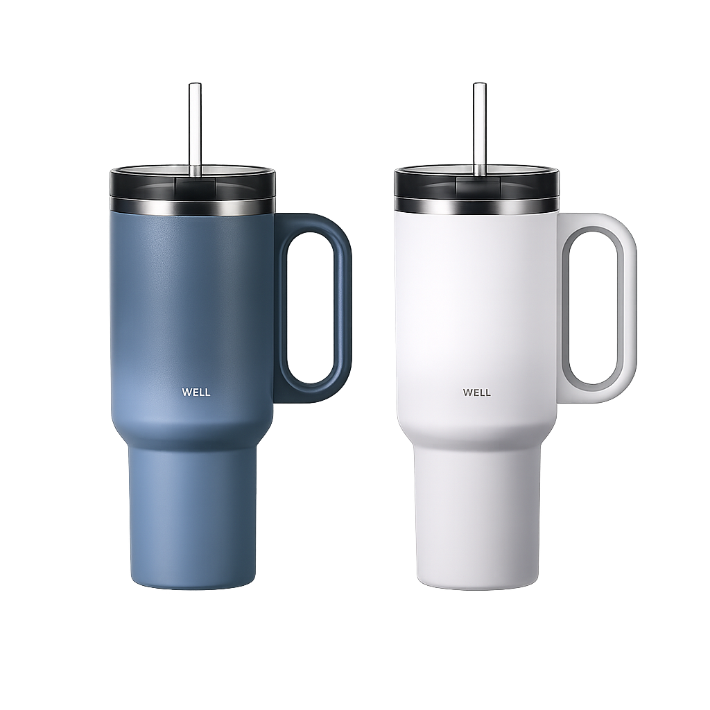 Sillymann Well Tumbler Pro 34.5 oz Large Capacity Tumbler, Vacuum Insulated Stainless Steel Travel Mug with Handle, Straw & Sip Lid