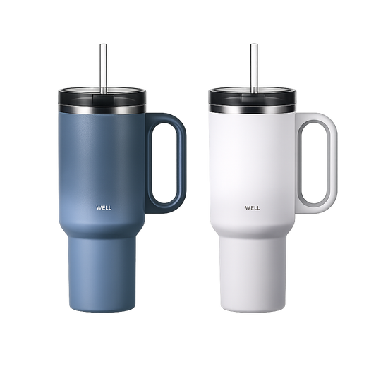 Sillymann Well Tumbler Pro 34.5 oz Large Capacity Tumbler, Vacuum Insulated Stainless Steel Travel Mug with Handle, Straw & Sip Lid