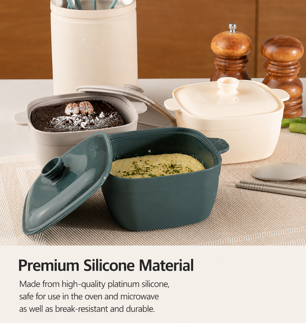 Sillymann Harmony 22 oz Square Silicone Microwave Steamer, Reusable Food Cooker for Rice, Frozen Meals and Desserts, Dishwasher Safe