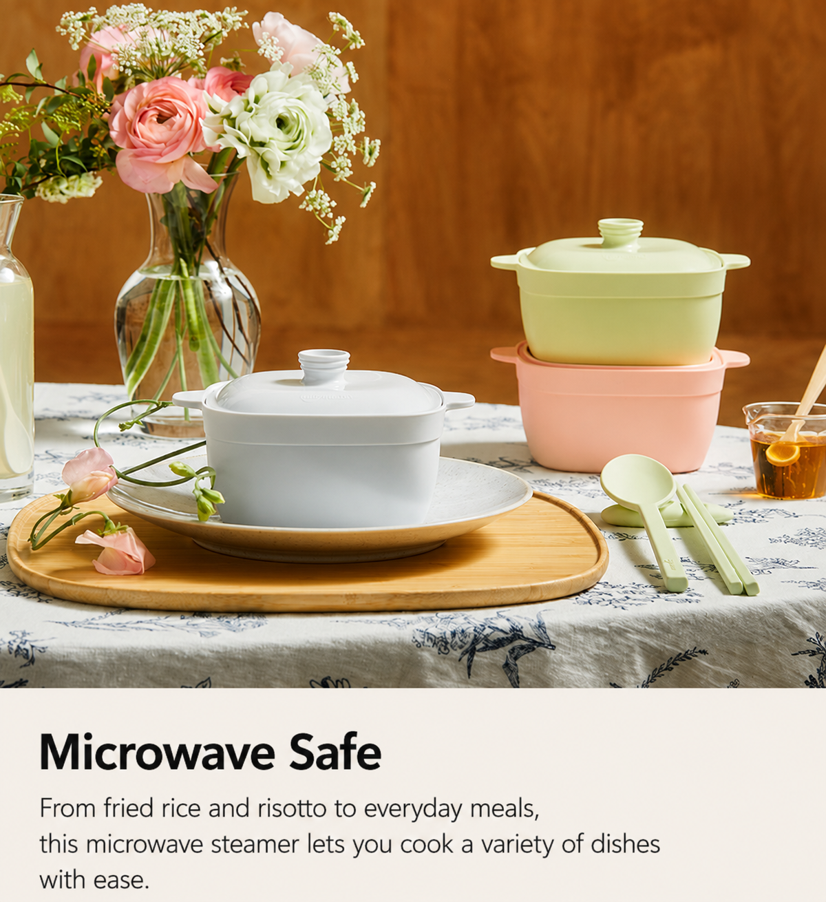 Sillymann Century Garden 22 oz Silicone Microwave Steamer with Lid, Reusable Food Cooker for Everyday Meals and Desserts, Dishwasher Safe