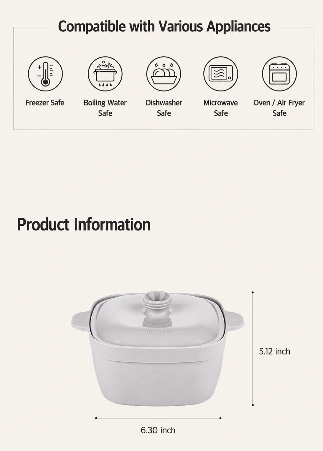 Sillymann Century Garden 22 oz Silicone Microwave Steamer with Lid, Reusable Food Cooker for Everyday Meals and Desserts, Dishwasher Safe