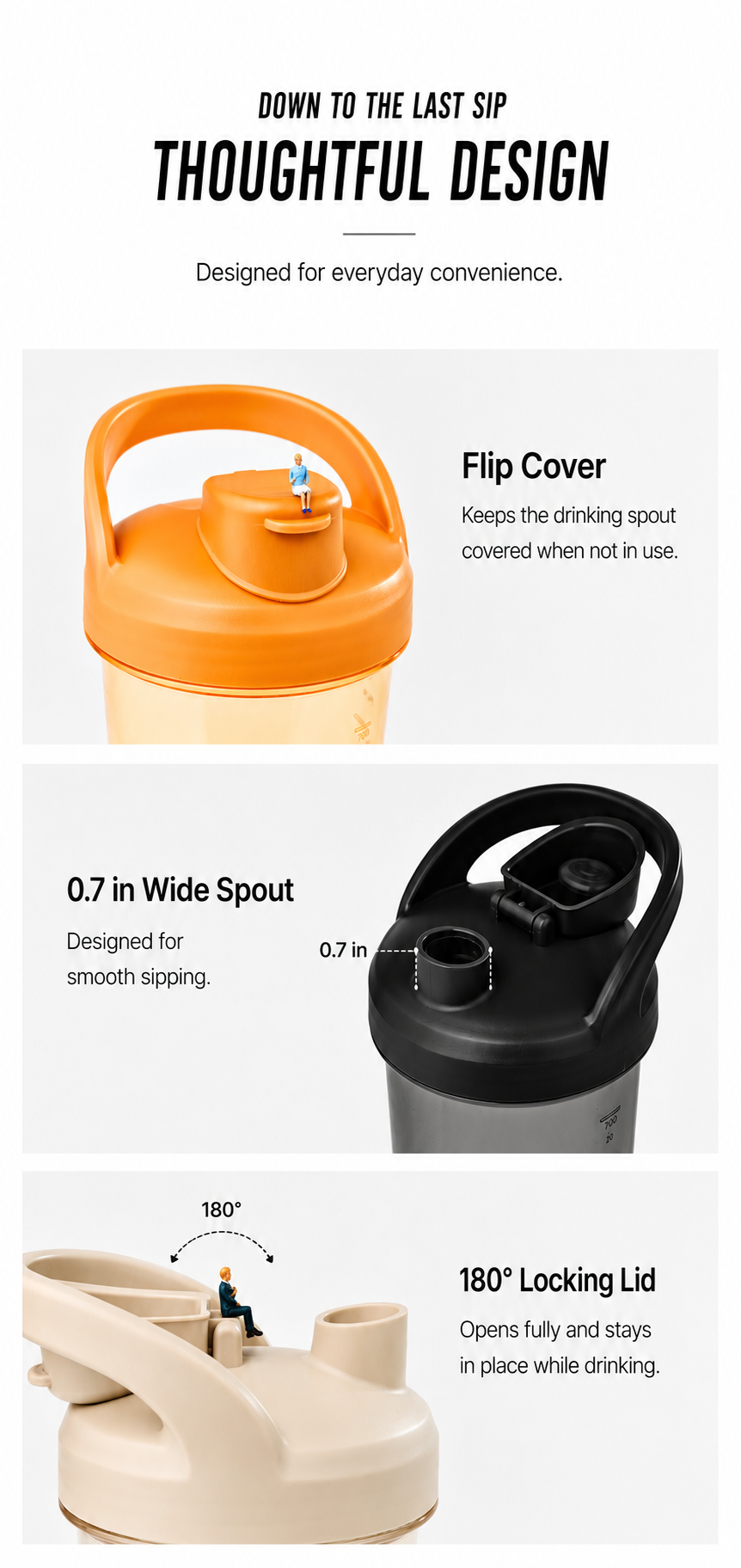 Sillymann Well Athleisure Protein Shaker Bottle, 24oz, Leak-Resistant Lid, TetraMix Mixing System, Wide-Mouth Design for Protein Shakes and Supplements