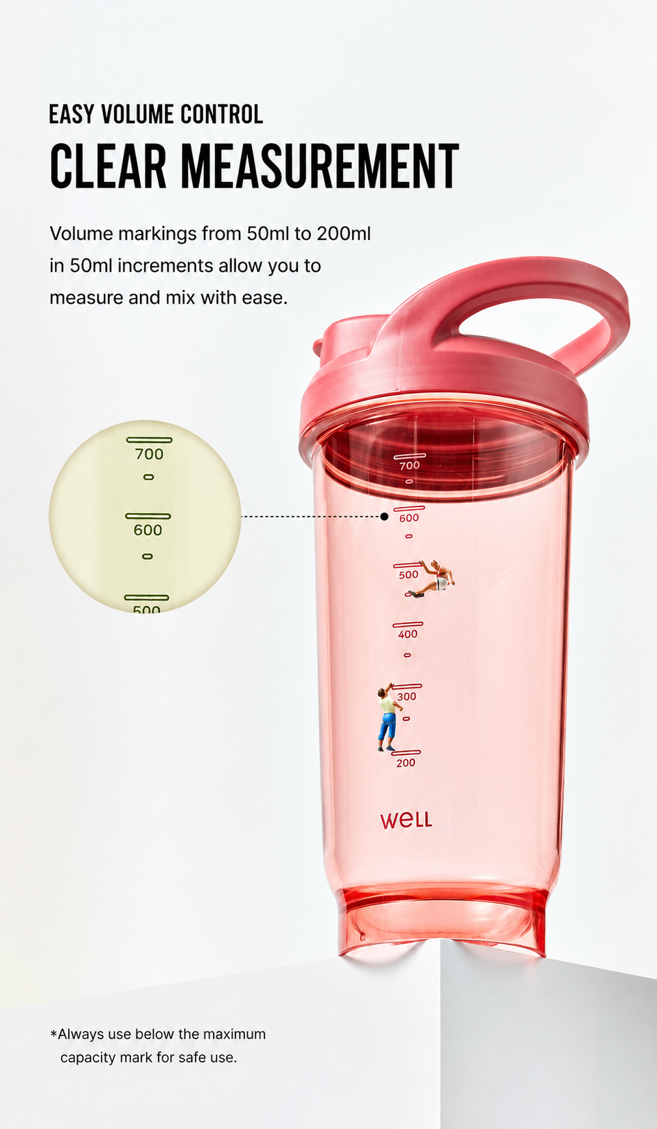 Sillymann Well Athleisure Protein Shaker Bottle, 24oz, Leak-Resistant Lid, TetraMix Mixing System, Wide-Mouth Design for Protein Shakes and Supplements