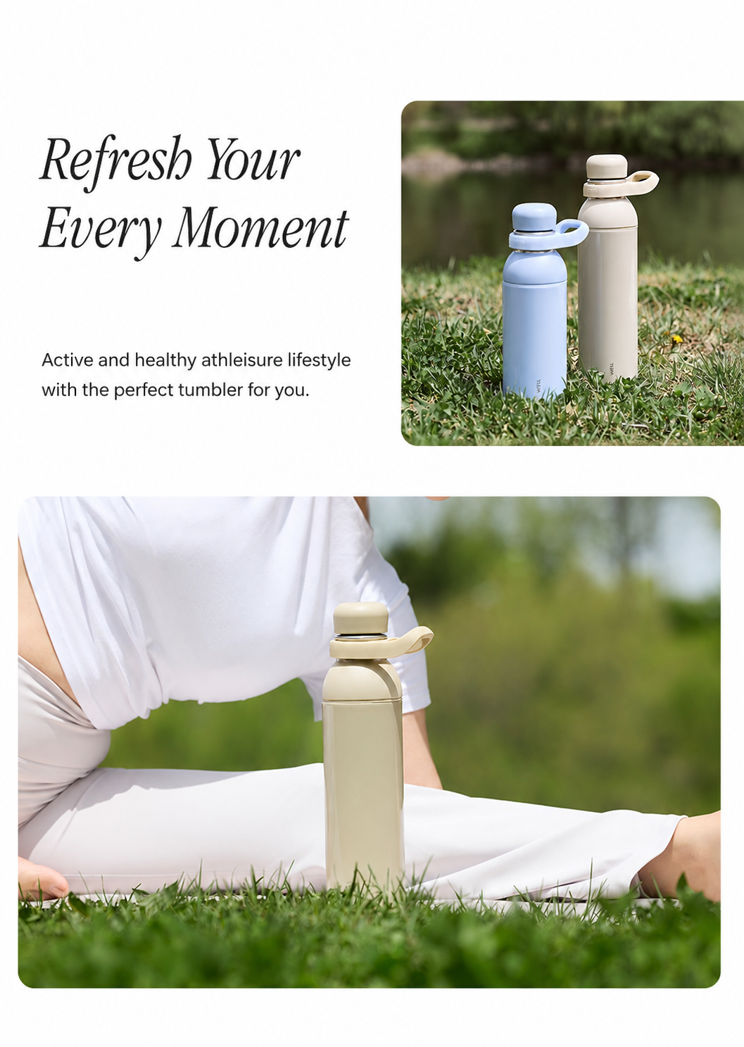 Sillymann WELL Athleisure Insulated Straw Water Bottle 27oz (800ml), Leak-Resistant Stainless Steel Cold Water Bottle, Wide Mouth