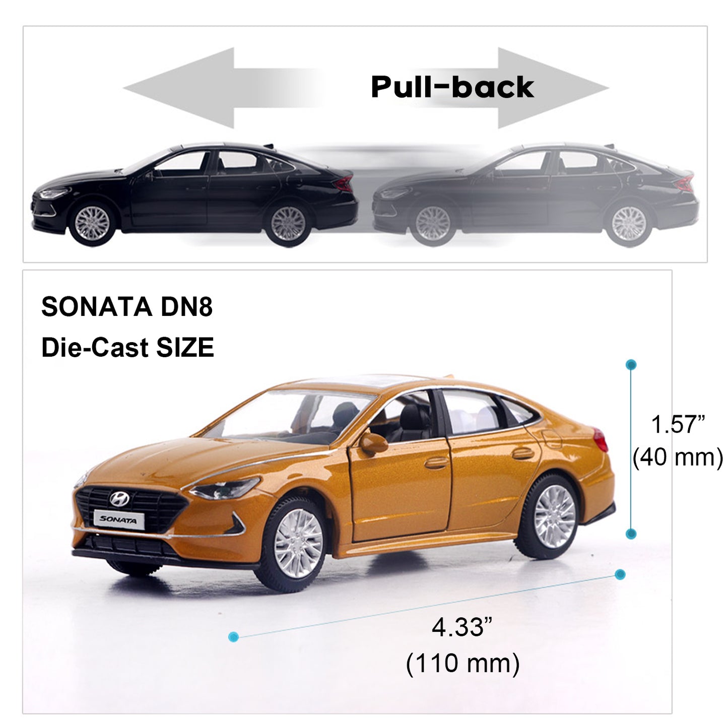 Hyundai Motors Hyundai Sonata DN8 Mini Diecast 1:38 Scale Miniature Display
