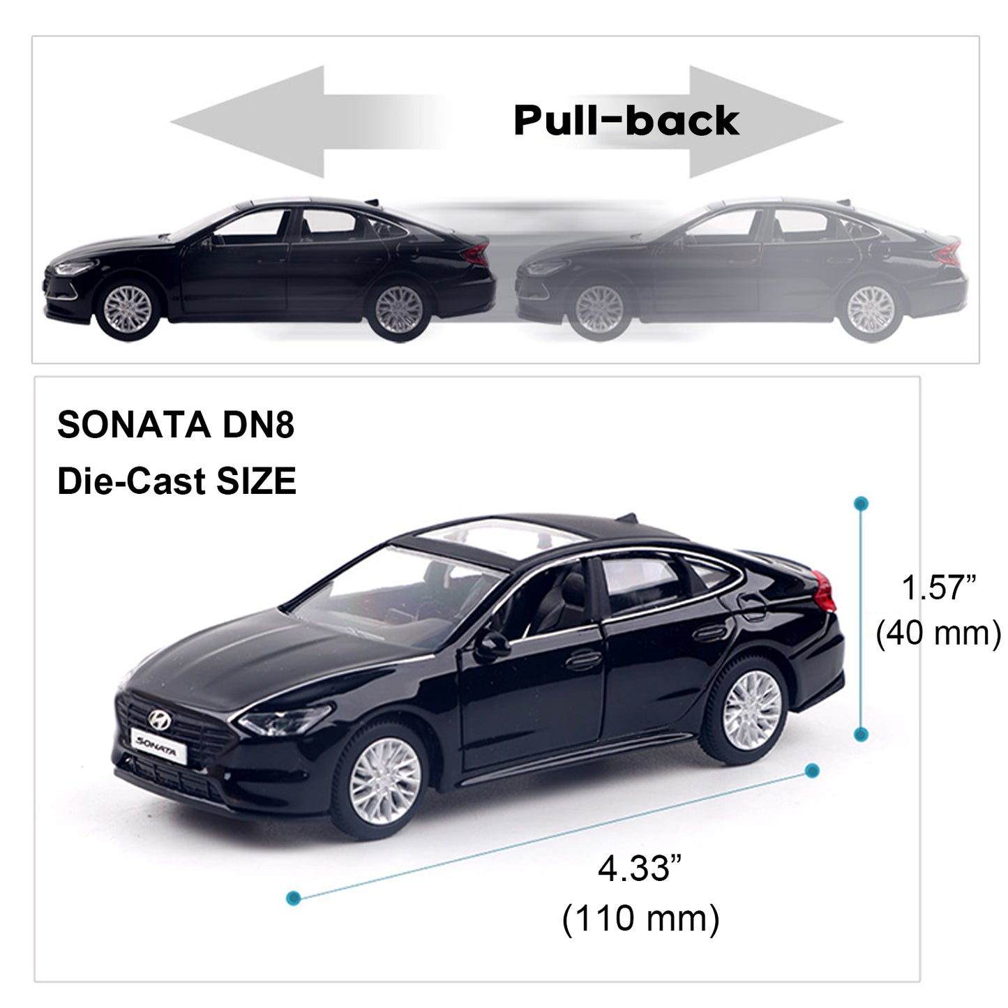 Hyundai Motors Hyundai Sonata DN8 Mini Diecast 1:38 Scale Miniature Display
