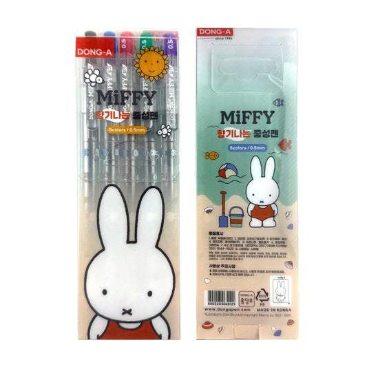 Dong-A Miffy 0.5mm Bunny Scented Gel Ink Rollerball pens Assorted 5 colors set