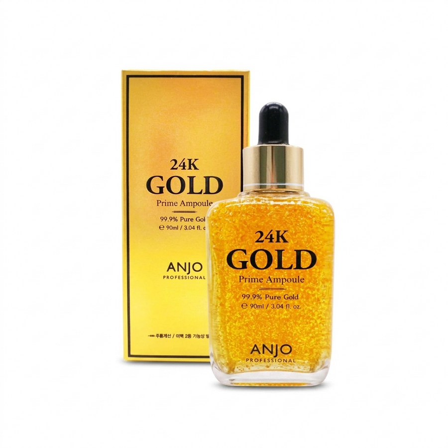 ANJO 24K Gold Prime Ampoule, Hydrating Facial Serum, 90ml – Luxury Gold Infused Hydrating Serum for Skin Care and Nourishment
