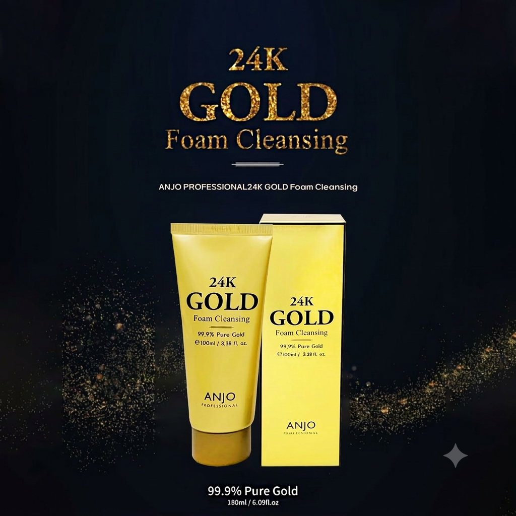 ANJO 24K Gold Foam Cleanser, Rich Bubble Korean Face Wash, 100ml
