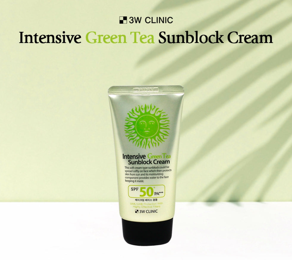 3W Clinic Intensive GreenTea Sunblock Cream for Makeup Base Use (70ml 2.36fl oz.)