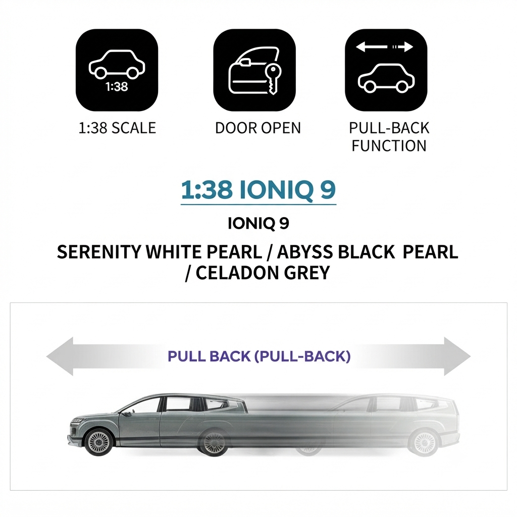 IONIQ 9 Mini Diecast 1:38 Model Car, Scale Miniature Display