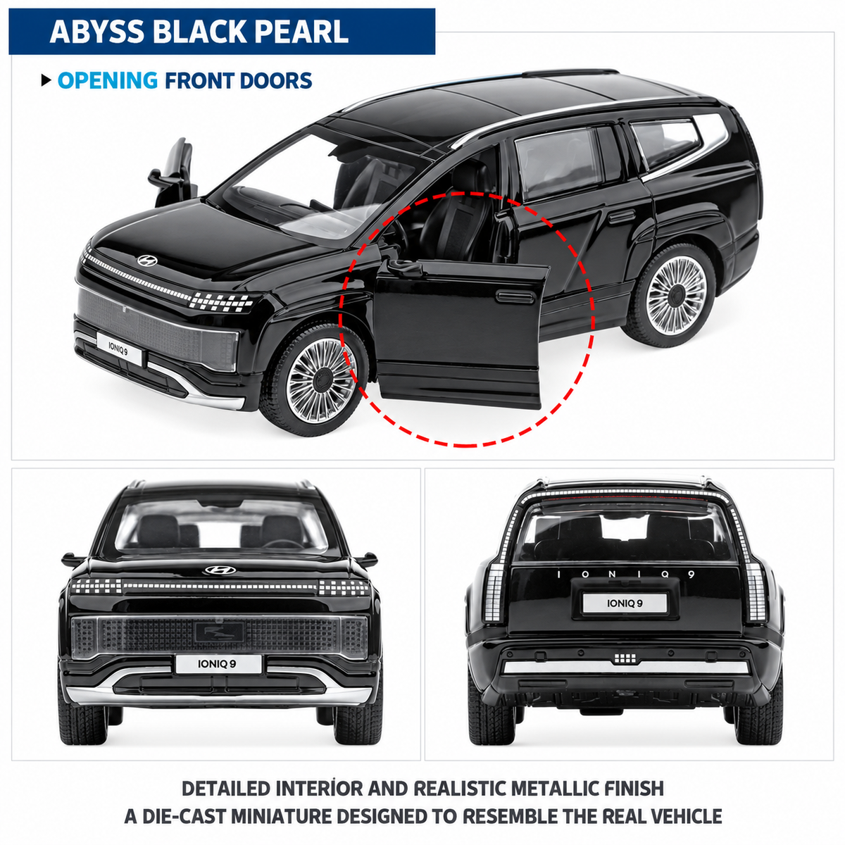 IONIQ 9 Mini Diecast 1:38 Model Car, Scale Miniature Display
