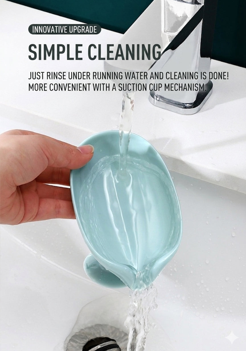 Leaf Shape Soap Holder with Drain, Self Draining Soap Dish Tray, Non Slip Soap Saver for Bathroom Kitchen Sink, Water Draining Soap Storage Stand