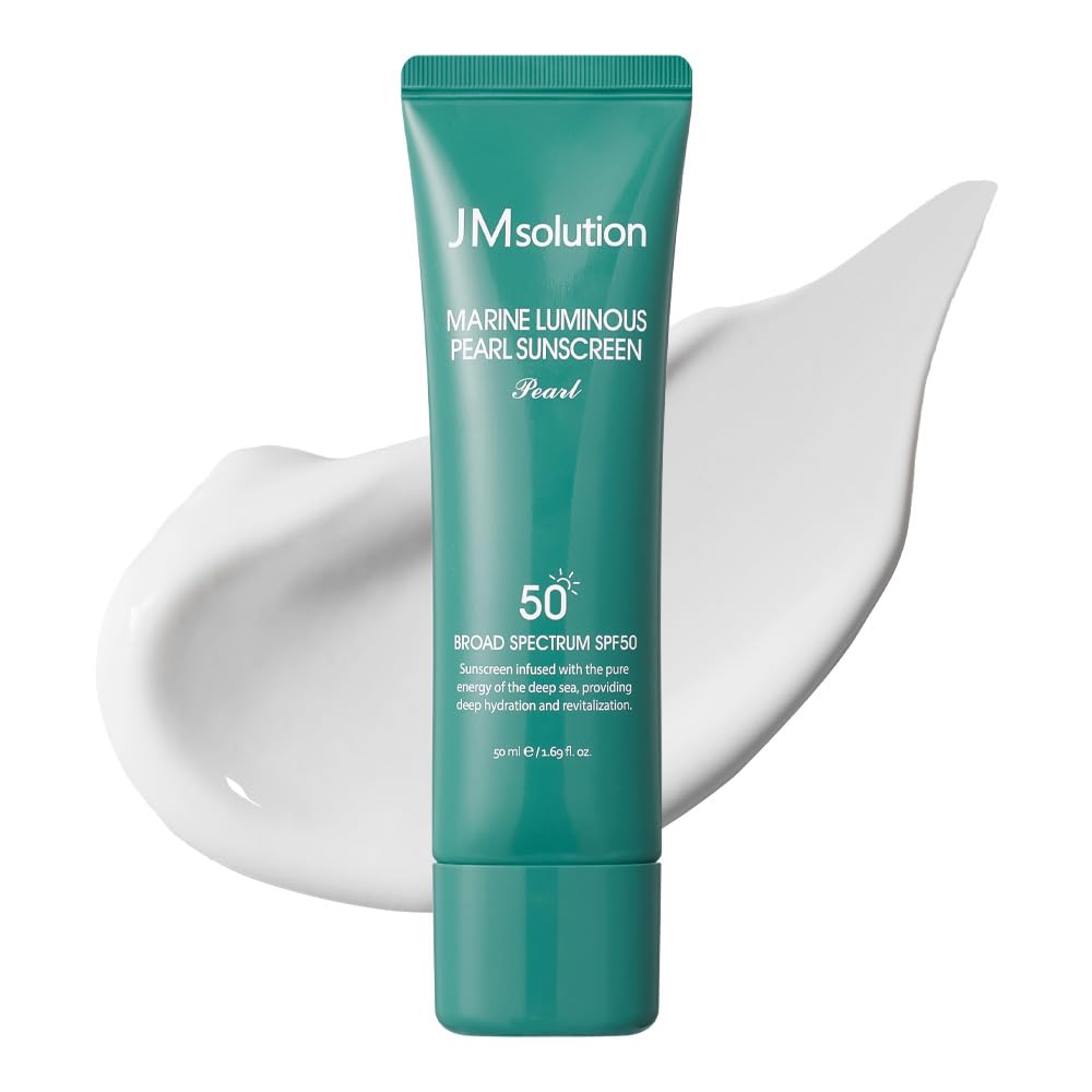 JMsolution Marine Luminous Pearl Sunscreen SPF50 Broad Spectrum UV Protection, Moisturizing & Lightweight, No White Cast, 1.69 fl oz