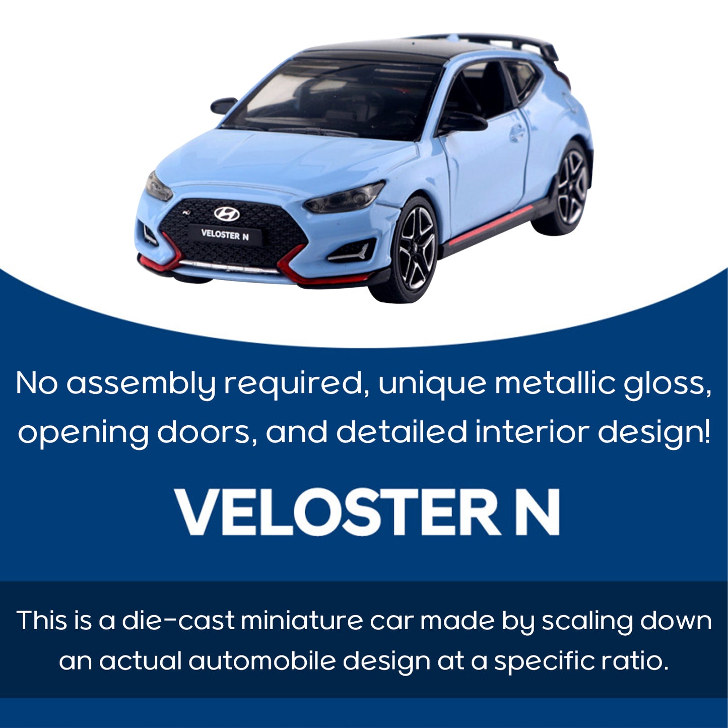 Hyundai Motors Veloster N Mini Diecast 1:38 Scale Miniature Display
