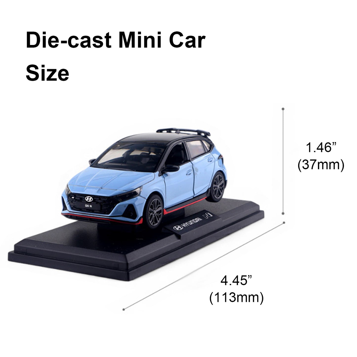 Hyundai Motors Veloster N Mini Diecast 1:38 Scale Miniature Display