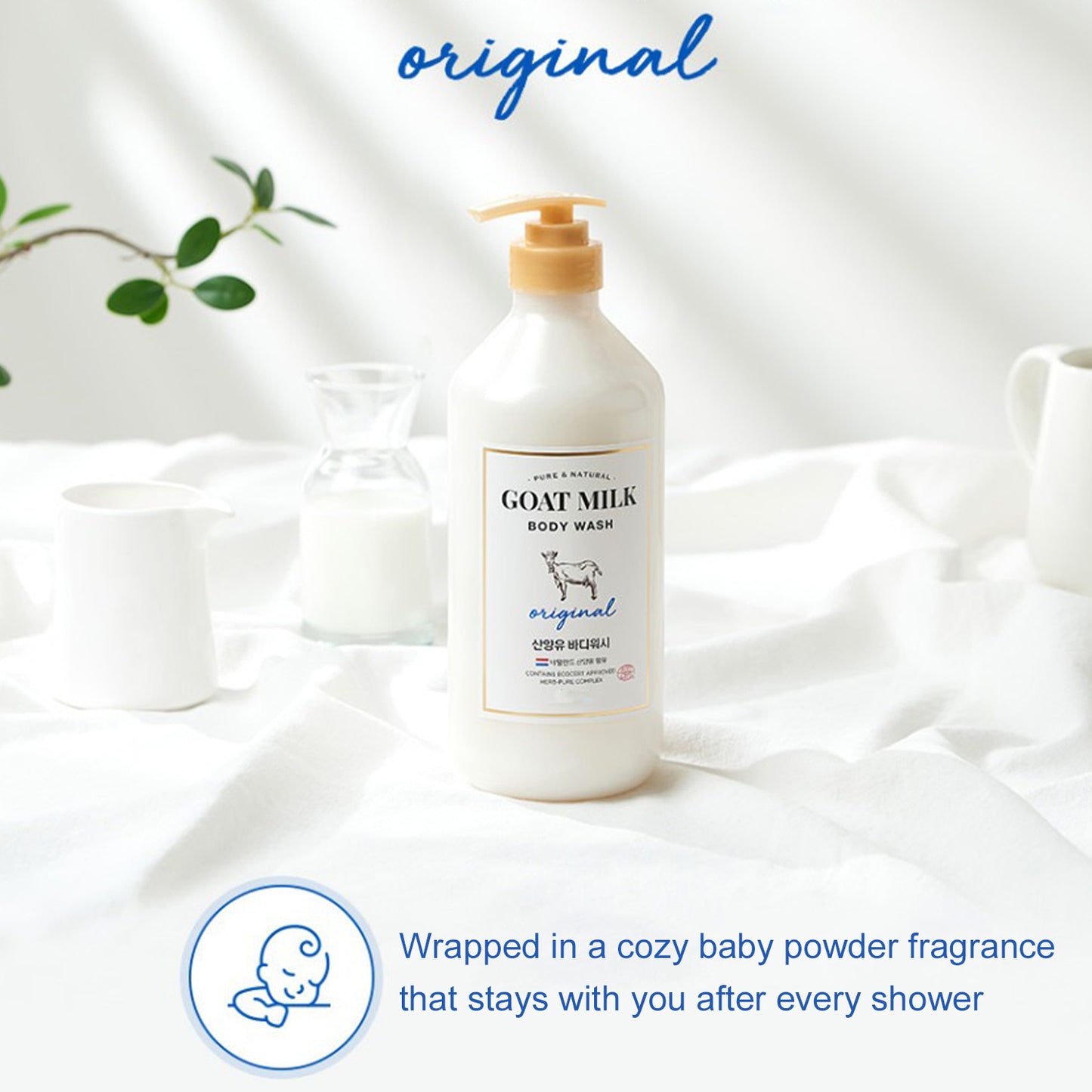Showermate Goat Milk Body Wash White Original Scent, Gentle Daily Body Cleanser, pH Balanced Formula, 27 Fl Oz