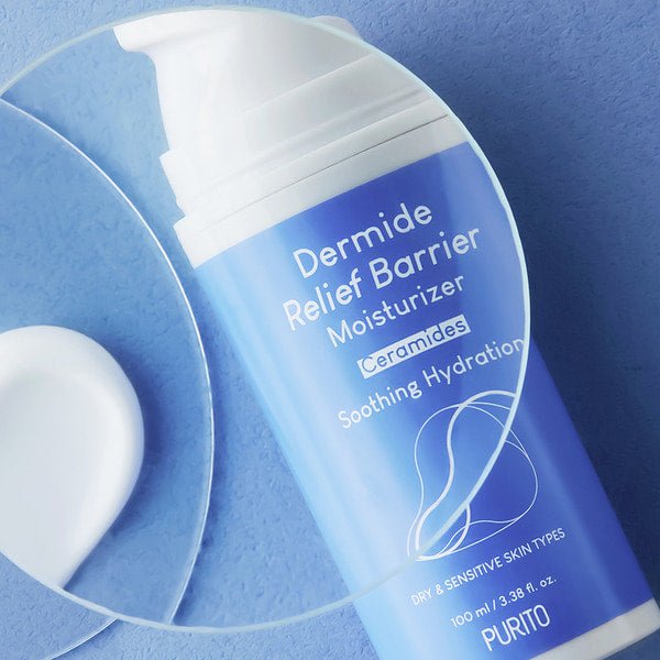 PURITO Dermide Relief Barrier Moisturizer 100ml / 3.38 fl. oz. Vegan and Cruelty Free, Relieving Moisturizer, Soothing, Calming, Safe Ingredients, Protective Barrier