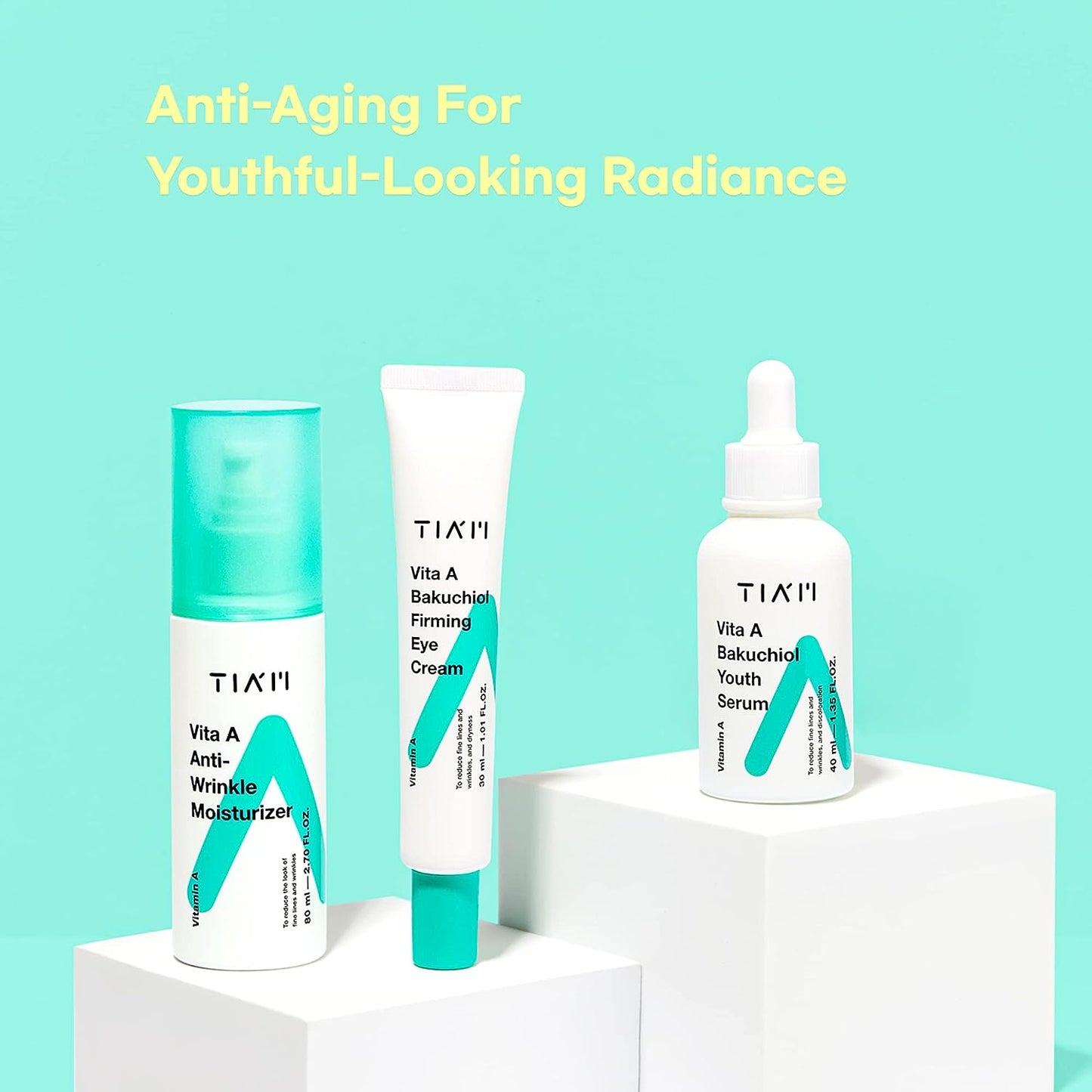 TIAM Vita A Bakuchiol Youth Serum, Anti-Aging Facial Serum for Wrinkles, Dark Spots, Suitable for Sensitive Skin, 1.35 FL.OZ. / 40ml