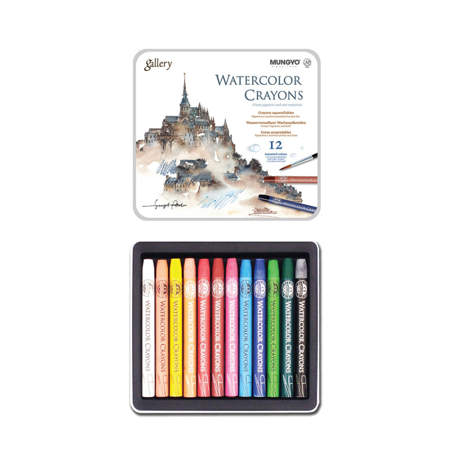 Mungyo Professional Gallery Watercolor Crayons 12 Colors MAC-12T