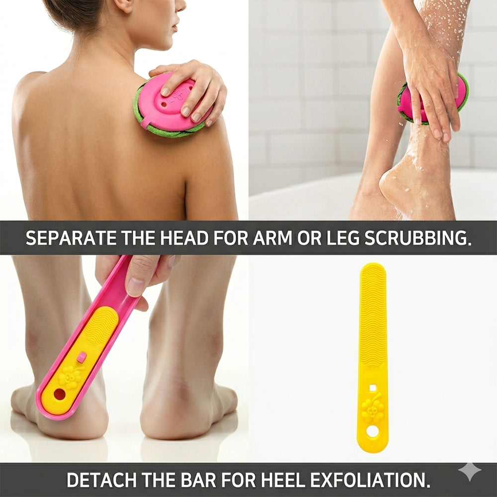 Wide Exfoliating Back Scrubber with Long Handle, Body Brush for Shower, Helps Remove Dead Skin, Easy Reach Back Cleaning Tool