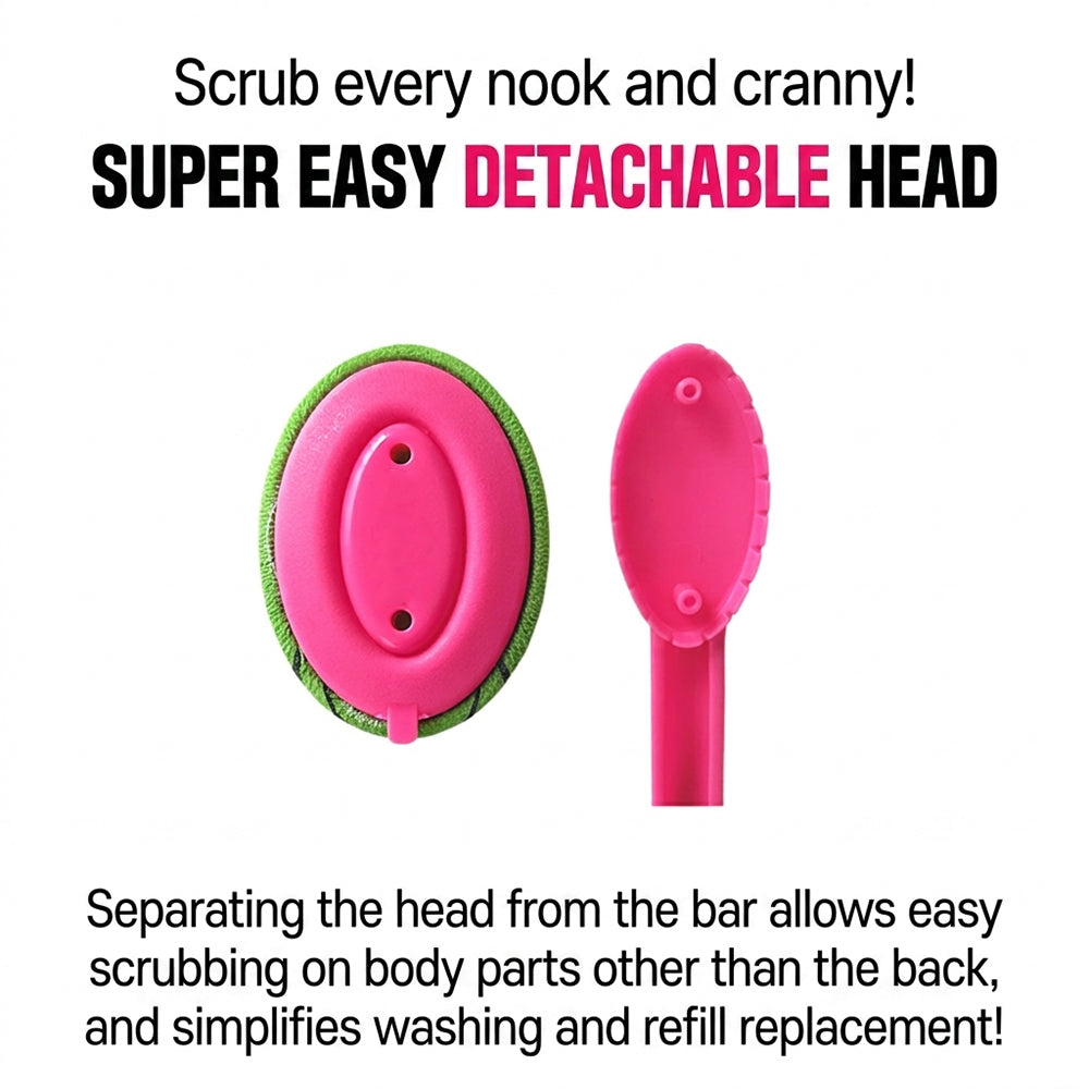 Wide Exfoliating Back Scrubber with Long Handle, Body Brush for Shower, Helps Remove Dead Skin, Easy Reach Back Cleaning Tool