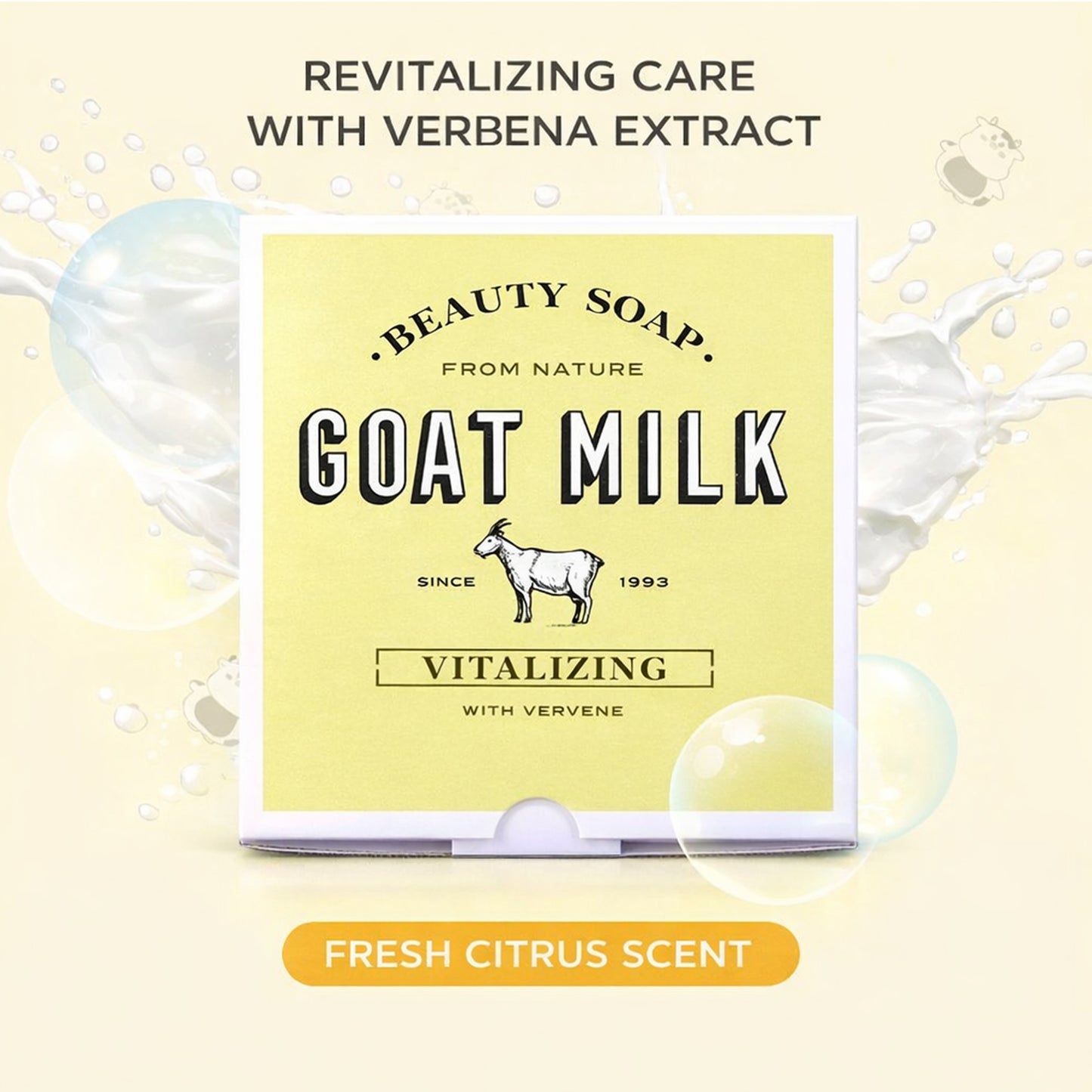 Showermate Goat Milk Soap Bar Citrus Scent – Cleansing Soap with Lemon Verbena Extract, Hydrating & Nourishing for Dry Skin, 12 Count