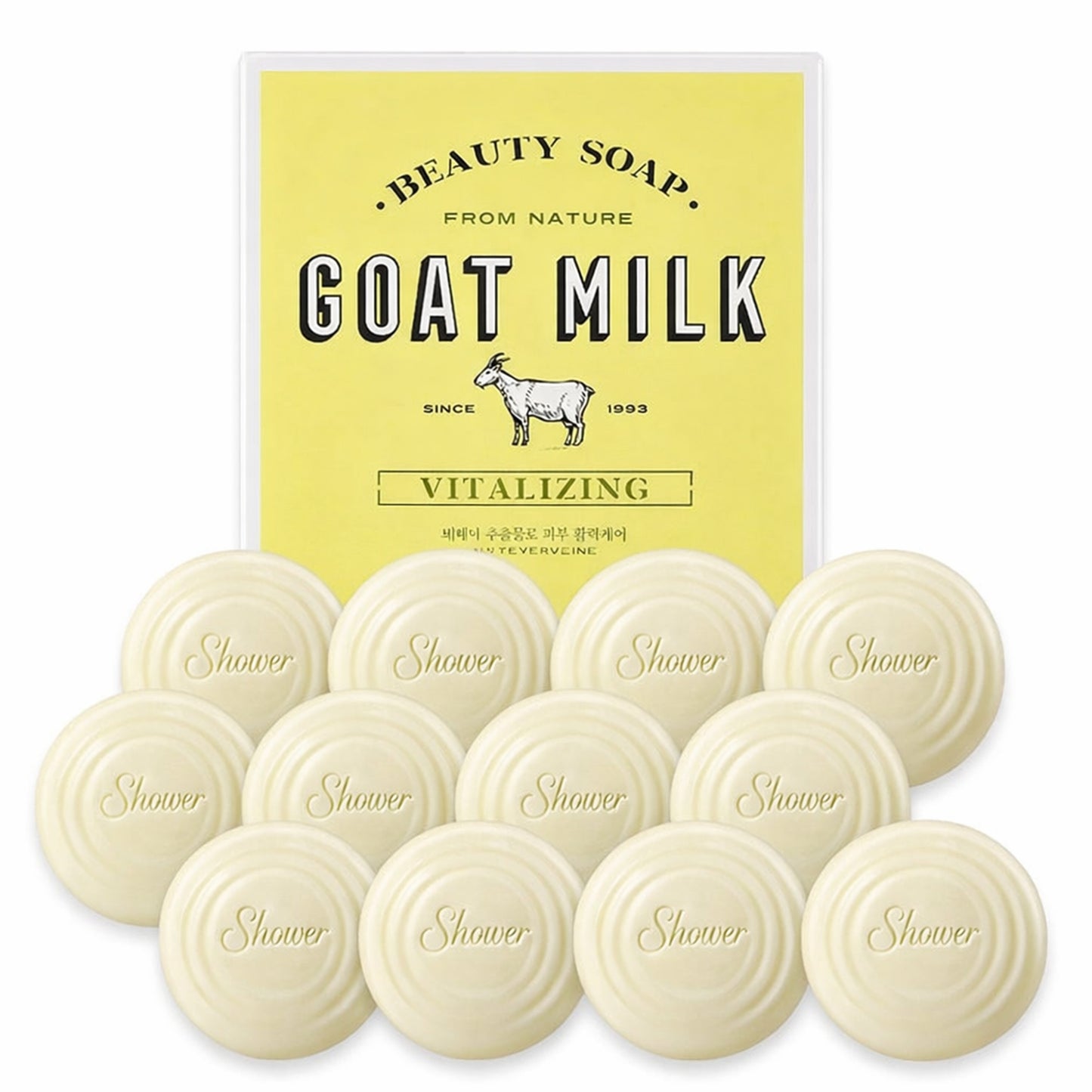 Showermate Goat Milk Soap Bar Citrus Scent – Cleansing Soap with Lemon Verbena Extract, Hydrating & Nourishing for Dry Skin, 12 Count