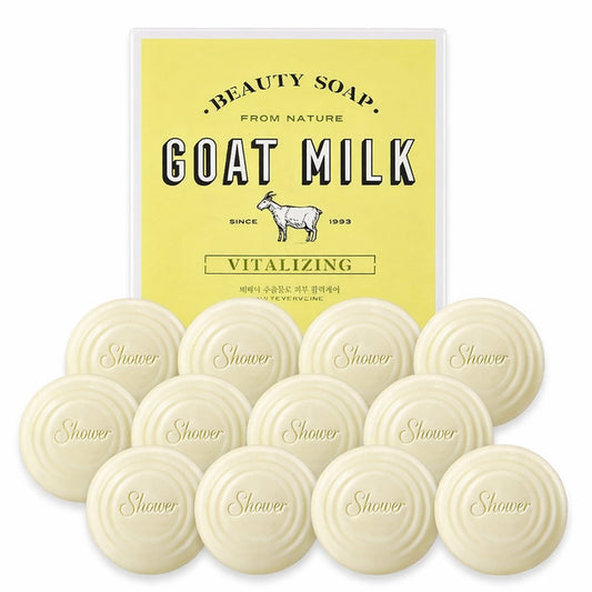 Showermate Goat Milk Soap Bar Citrus Scent – Cleansing Soap with Lemon Verbena Extract, Hydrating & Nourishing for Dry Skin, 12 Count