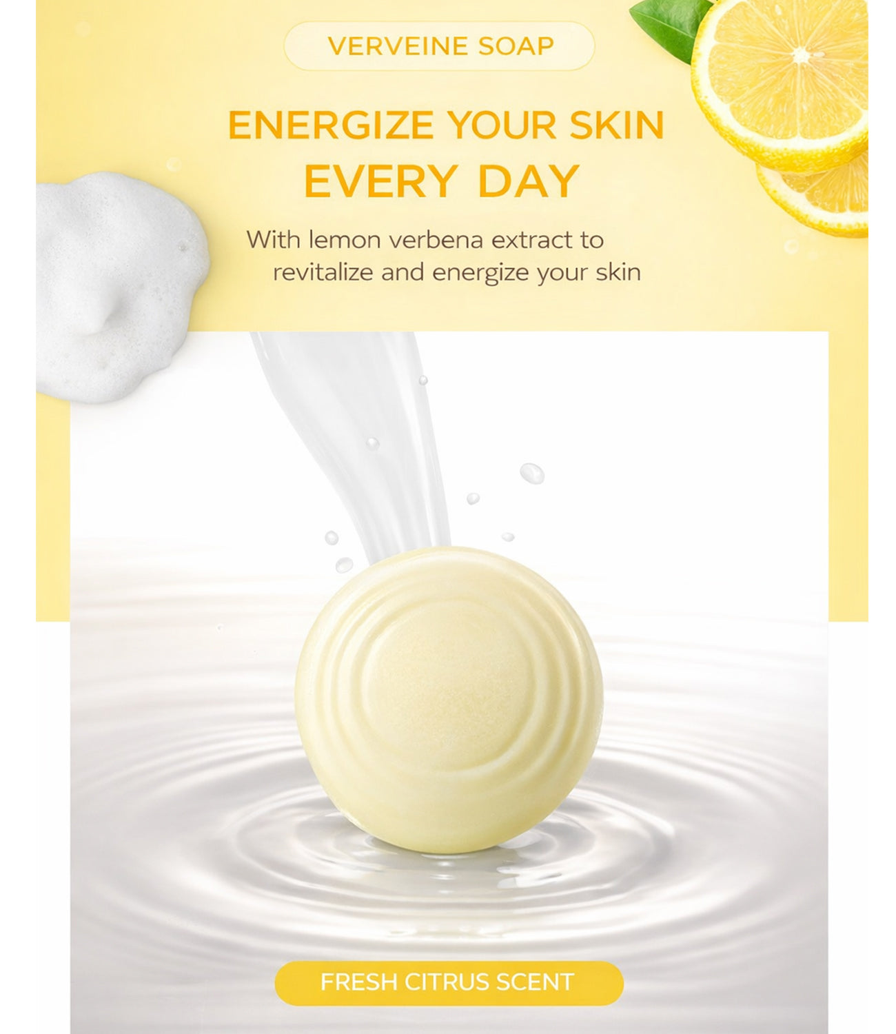 Showermate Goat Milk Soap Bar Citrus Scent – Cleansing Soap with Lemon Verbena Extract, Hydrating & Nourishing for Dry Skin, 12 Count