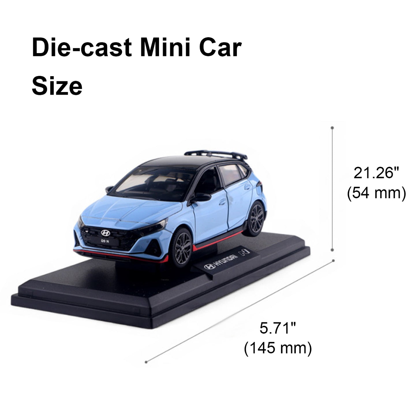 Hyundai Motors i20 N Mini Diecast 1:38 Scale Miniature Display
