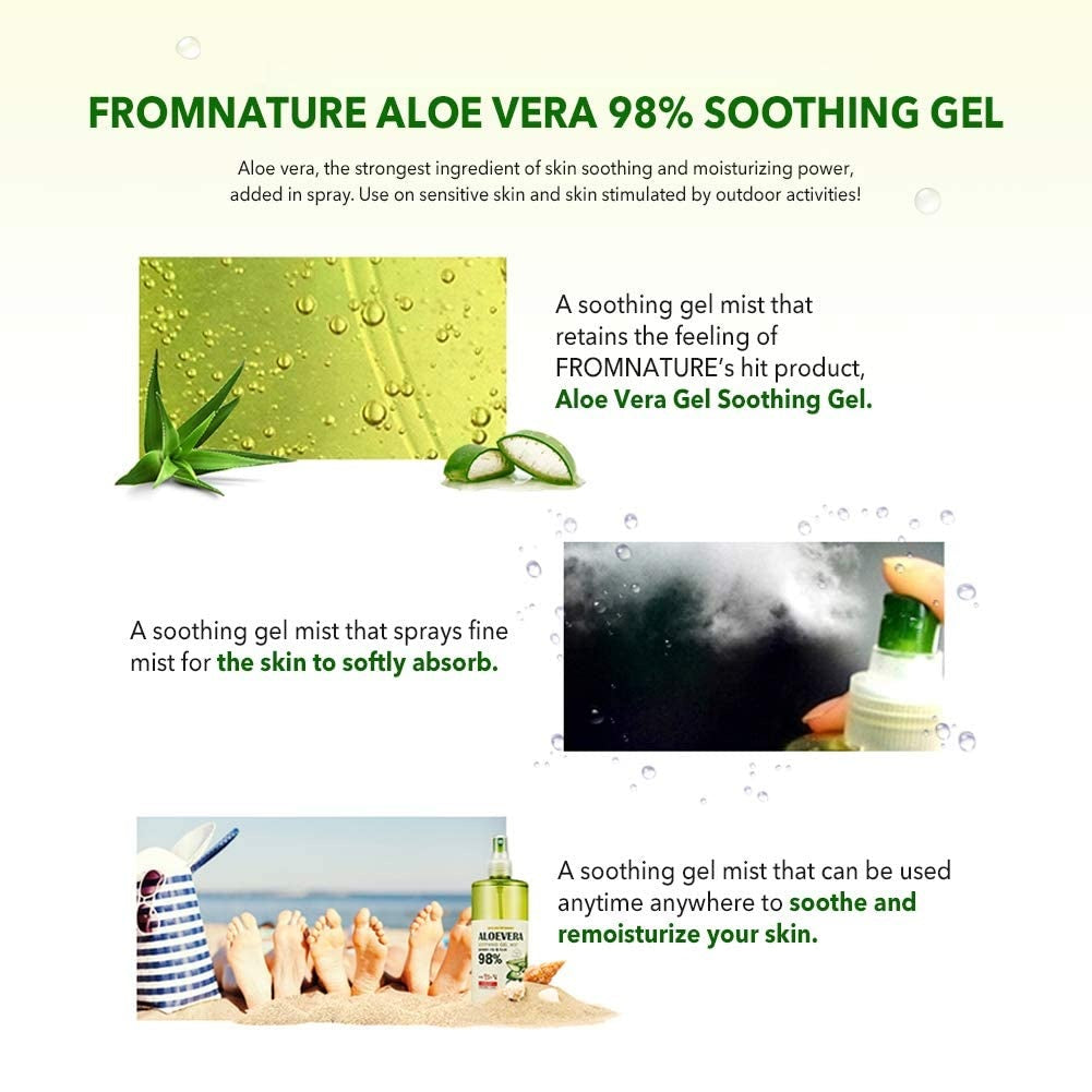 FROMNATURE Aloe Vera 98% Moisture Soothing Gel Mist - 13.5 fl oz. (400 ml)