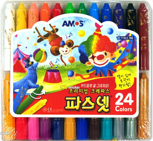 Amos Premium Non-toxic Silky Crayon Pasnet 24 Colors