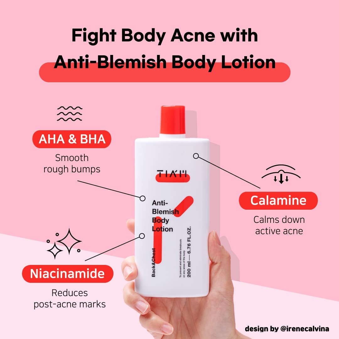 TIAM Anti-Blemish Body Lotion, Body Acne Treatment, Bacne, Great for Fighting Breakouts and Acne Scars Removal, 6.76 OZ