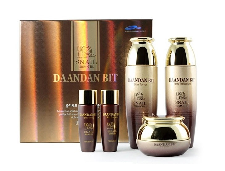 DAANDAN BIT Stem Cell Premium Snail Skin Toner Emulsion Cream Care Set (4 pcs) Korean Cosmetics