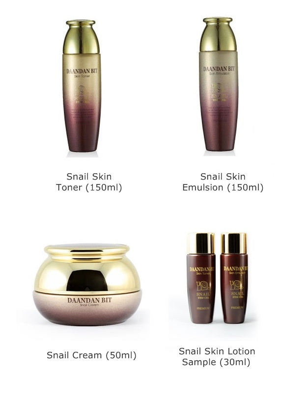 DAANDAN BIT Stem Cell Premium Snail Skin Toner Emulsion Cream Care Set (4 pcs) Korean Cosmetics