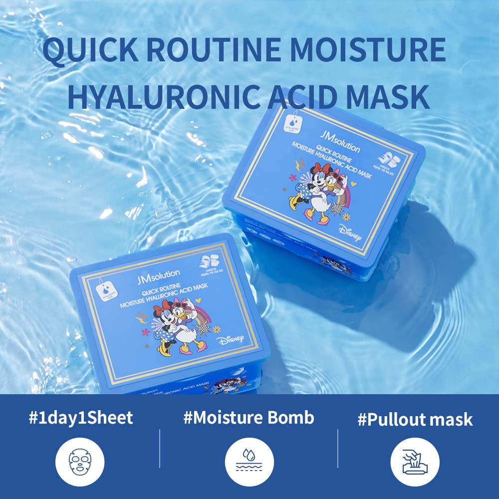 JM Solution Quick Routine Hyaluronic Acid Facial Mask Sheet 30 EA- 1day 1 Mask Pick and Quick Dispenser Type- Hyaluronic Acid-Vegan Certified Sheet for Dry Skin