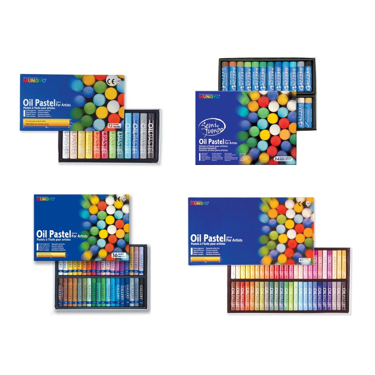 Mungyo Gallery Oil Pastels Cardboard Box Set - Assorted Colors (12, 24, 36, 48 Colors)