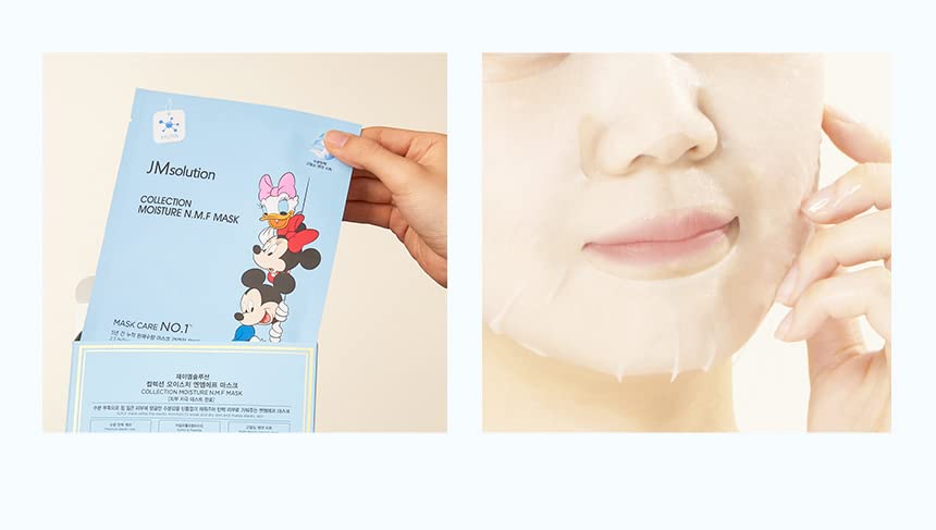 JM Solution Collection Moisture N.M.F Facial Mask Pack (10 sheets), Refills The Elastic Moisture to Weak and Dry Skin, Hydrating Skincare