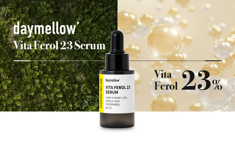 daymellow Vita Ferol 23 Serum for face (0.70 fl.oz) 23% Vitamin C, Ferulic Acid, Tocopherol, Glutathione, Ascorbic Acid, Anti Aging